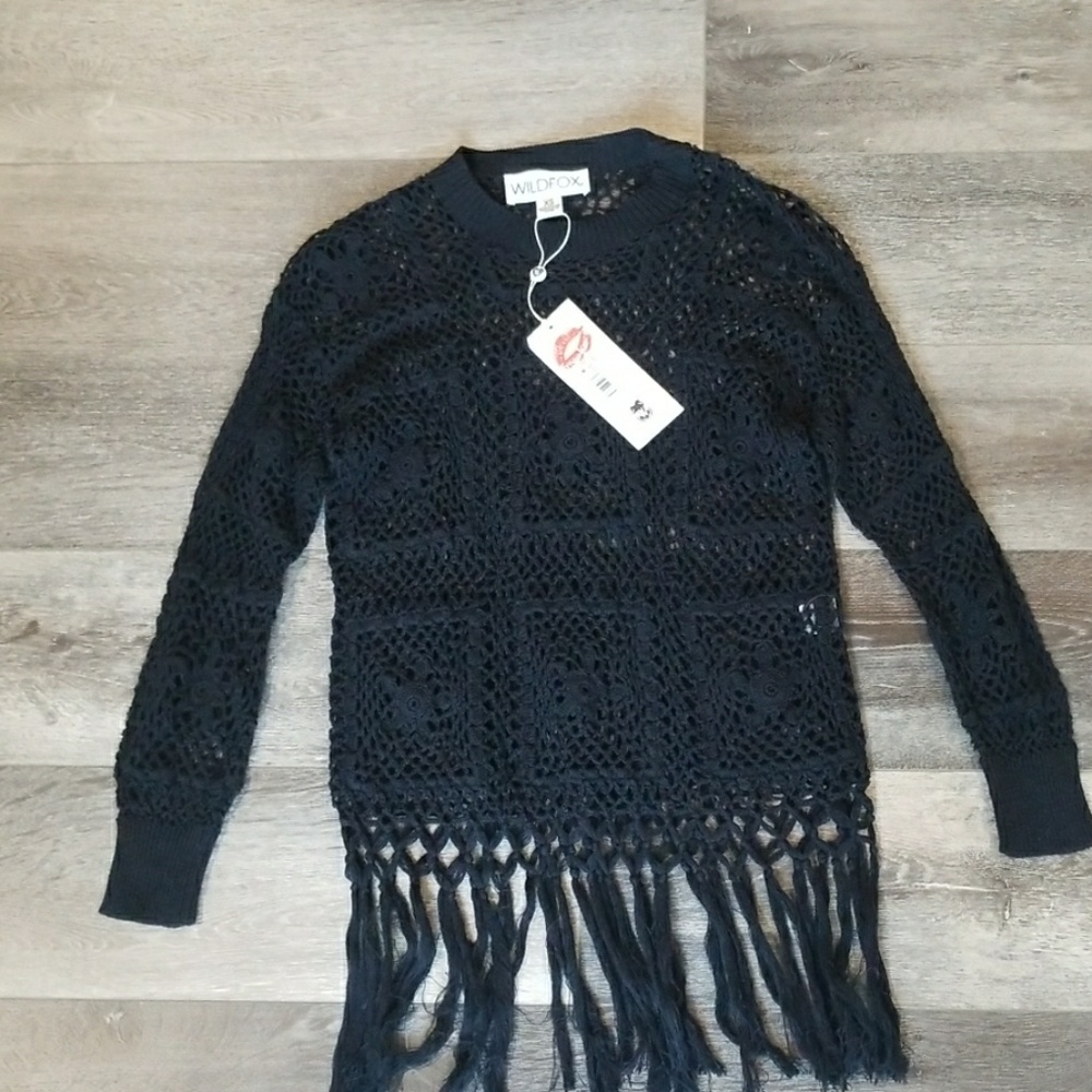 Wildfox Sweater |alphabet soup Black Fringe